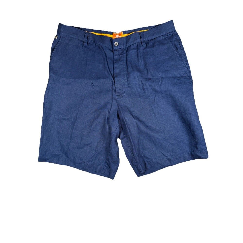 Tommy Bahama Linen Shorts Men's 38 Blue Flat Front Island Resort Casual